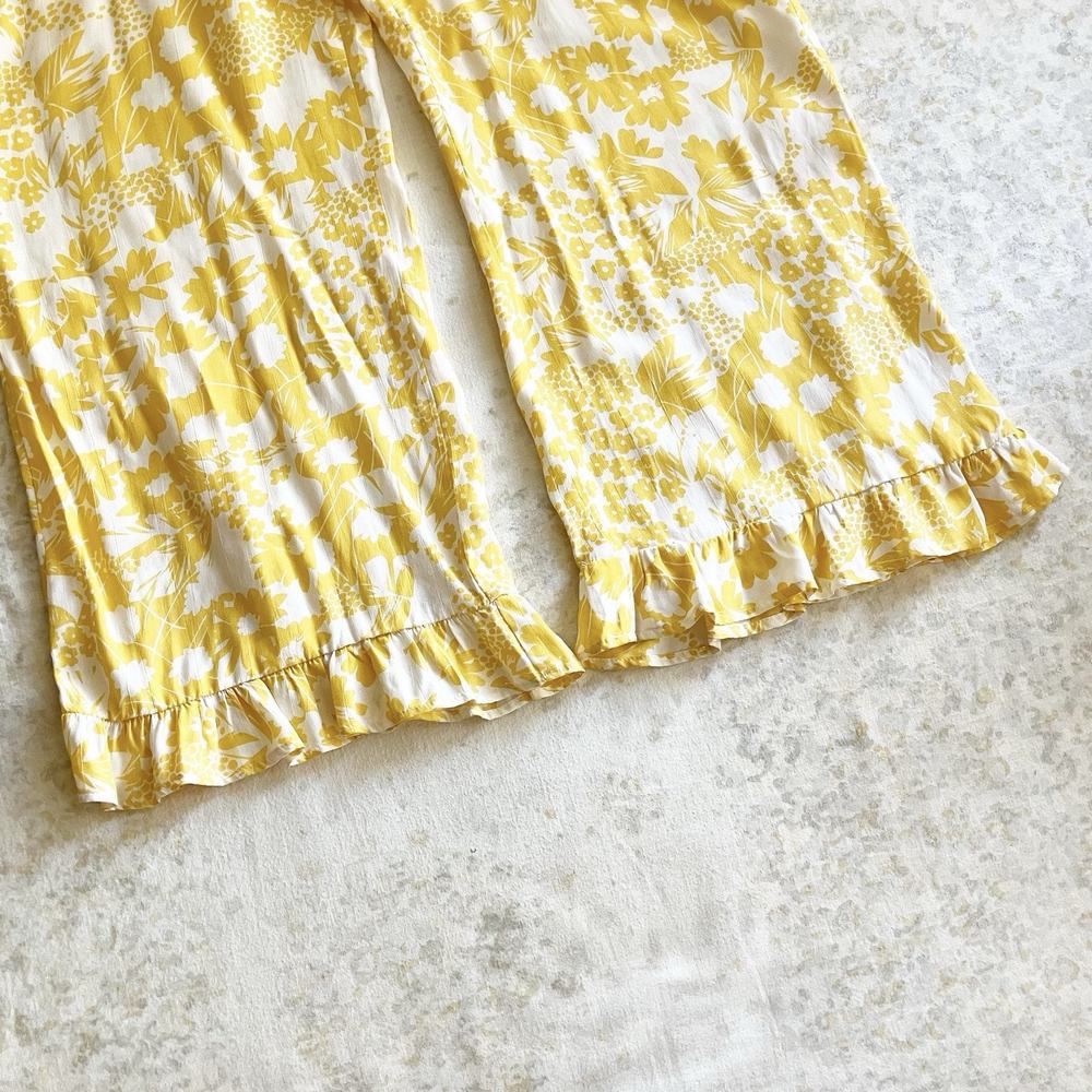 Faithfull the Brand Size 4 Kabash Jumpsuit Romper Yellow Floral Print Ruffle - Picture 9 of 13